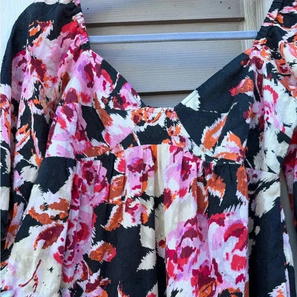 Anthropologie Blossom Textured Floral Smocked Back Maxi Dress Pockets - Picture 7 of 11